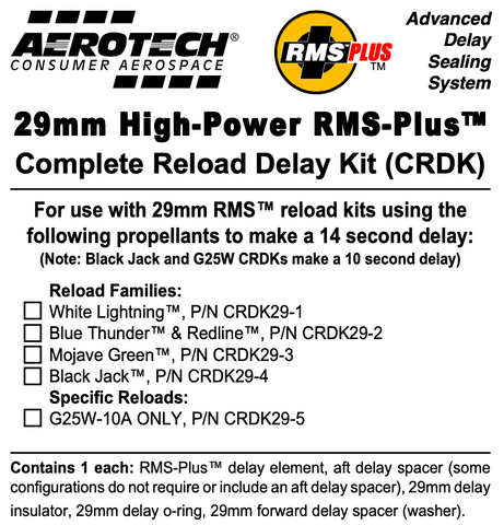 AeroTech RMS-29 Blue Thunder / Redline Complete Reload Delay Kit - CRDK29-02