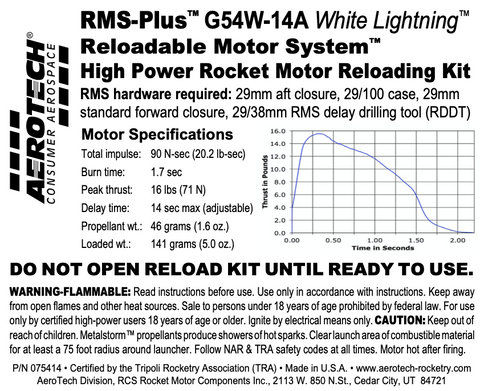 AeroTech G54W-14A RMS-29/100 Reload Kit (1 Pack) - 075414