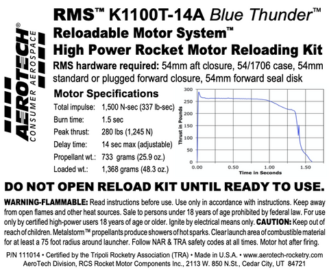 AeroTech K1100T-14A RMS-54/1706 Reload Kit (1 Pack) - 111014