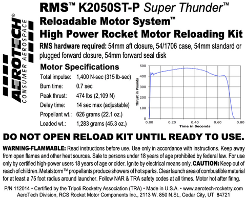 AeroTech K2050ST-P RMS-54/1706 Reload Kit (1 Pack) - 112014