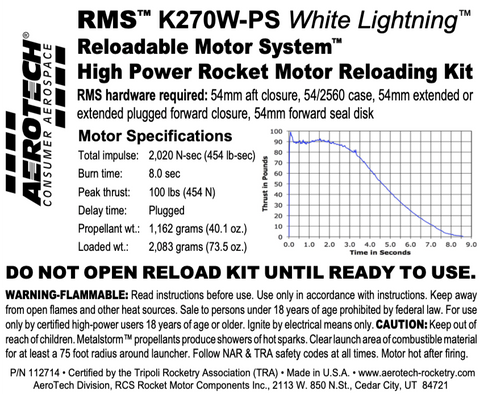 AeroTech K270W-PS RMS-54/2560 Reload Kit (1 Pack) - 112714