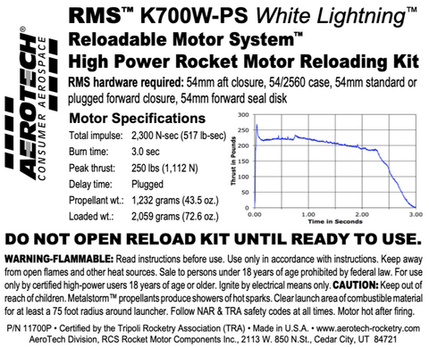 AeroTech K700W-PS RMS-54/2560 Reload Kit (1 Pack) - 11700P