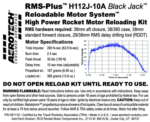 AeroTech H112J-10A RMS-38/360 Reload Kit (1 Pack) - 091110