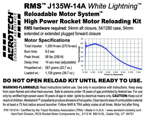 AeroTech J135W-14A RMS-54/1280 Reload Kit (1 Pack) - 101314